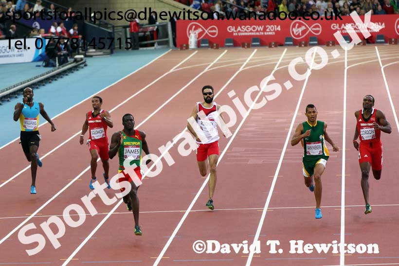 Kirani James (Grenada) wins the 400 metres at the Commonwealth Games, Glasgow. Photo: David T. Hewitson/Sports for All Pics